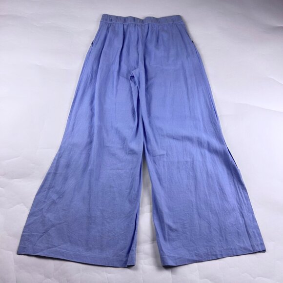 Abercrombie Sky Blue Linen Blend High Rise Wide Leg Summer Trouser Pant S - Picture 6 of 8